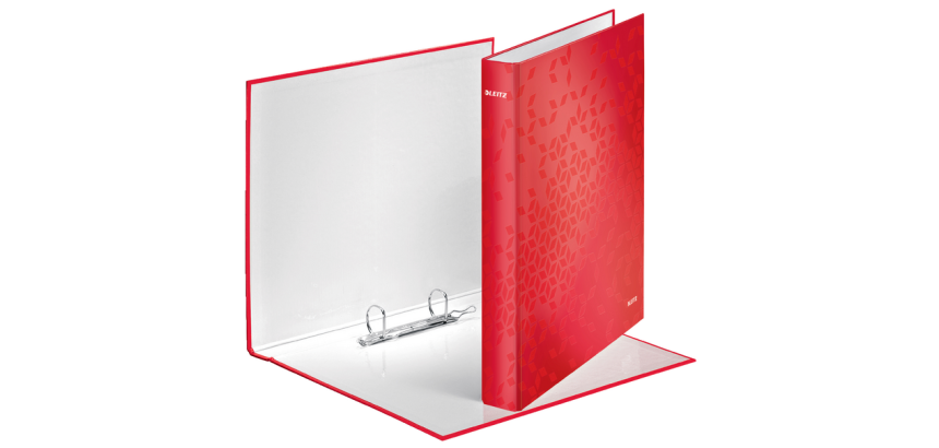 Classeur Leitz WOW A4 Maxi 2 anneaux méc-D 25mm rouge