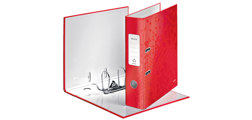 Classeur à levier Leitz WOW 180° laminé A4 80mm rouge