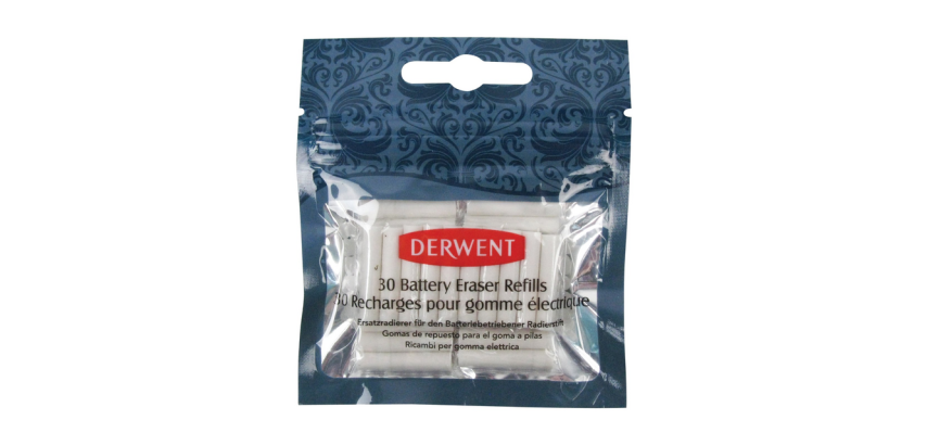 Navulling Derwent gum op batterijen 30 stuks wit