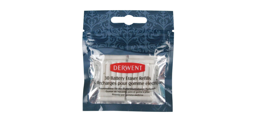 Navulling Derwent gum op batterijen 30 stuks wit