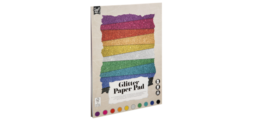 Carton Hobby CarftID Glitter 24x34cm 180g 10 feuilles 10 couleurs