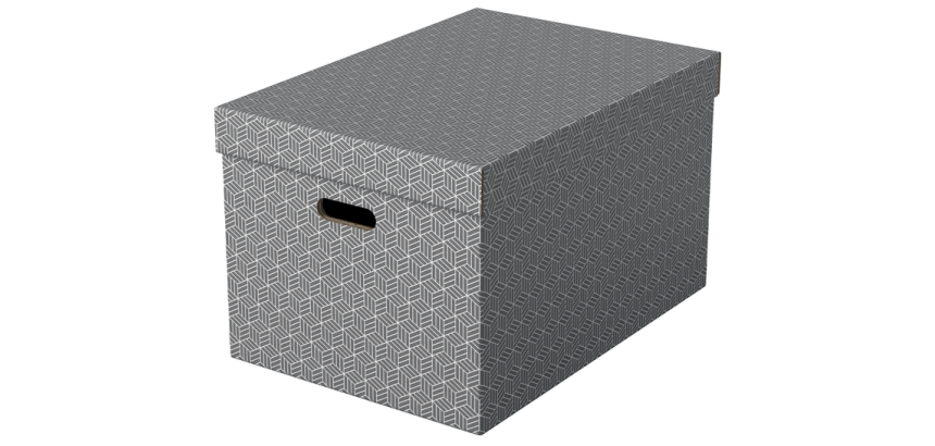 Esselte Home storage box, size 35.5 x 51 x 30.5 cm, grey, pack of 3 pieces