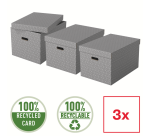 Esselte Home storage box, size 35.5 x 51 x 30.5 cm, grey, pack of 3 pieces