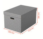 Esselte Home storage box, size 35.5 x 51 x 30.5 cm, grey, pack of 3 pieces