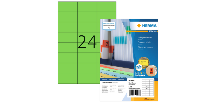 HERMA Label 4409 70x37mm green 2400 pieces