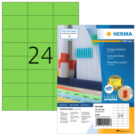 Etiquette HERMA 4409 70x37mm vert 2400 étiquettes