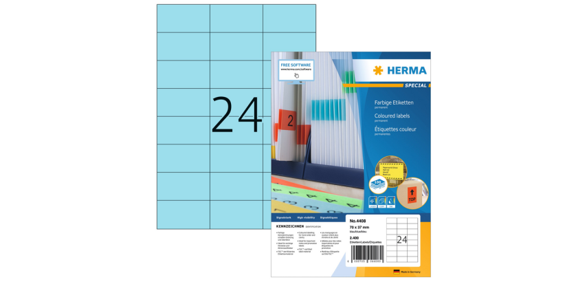 HERMA Label 4408 70x37mm blue 2400 pieces