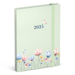 Agenda 2025 Lannoo Flowers Watercolour Green 7 jours/2 pages