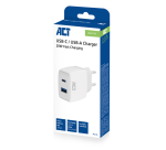 Chargeur ACT 20W 2 ports USB-A +USB-C blanc