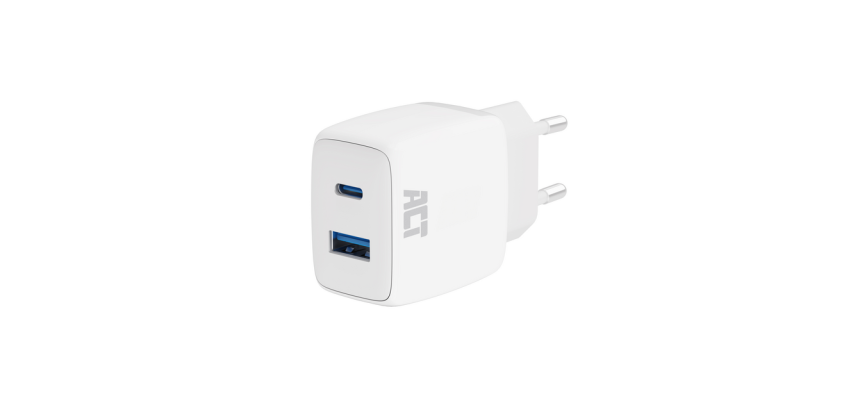 Chargeur ACT 20W 2 ports USB-A +USB-C blanc