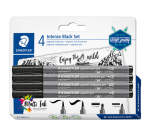 Staedtler PigmentArts brush pen intense black set 4 line widths