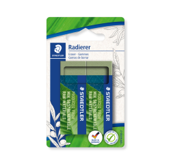 Gomme Staedtler Eco 5280 65x23x10mm vert olive blister 2 pièces