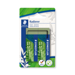 Gomme Staedtler Eco 5280 65x23x10mm vert olive blister 2 pièces