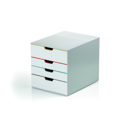 Module of Durable Varicolor® white 4-drawer filing cabinet with colored border.