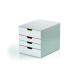 Module of Durable Varicolor® white 4-drawer filing cabinet with colored border.