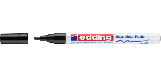Ölbasierter Lackmarker edding 751, Rundspitze 1-2 mm, kreativ, schwarz
