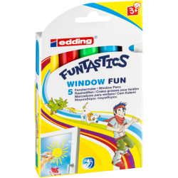 Krijtstift edding 16-5 Funtastics window fun assorti doos à 5 stuks