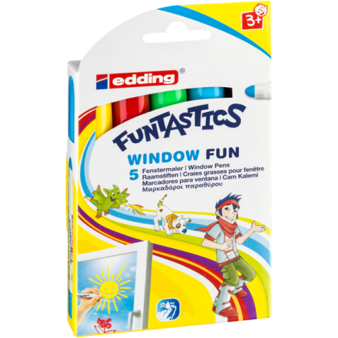 Krijtstift edding 16-5 Funtastics window fun assorti doos à 5 stuks