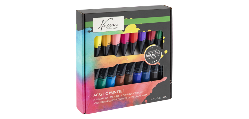 Peinture acrylique Nassau fine art boîte 18 tubes de 36ml