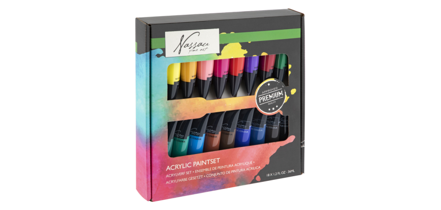 Peinture acrylique Nassau fine art boîte 18 tubes de 36ml