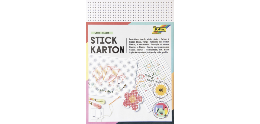 Folia embroidery card 17.5x24.5cm 300g 40 sheets white