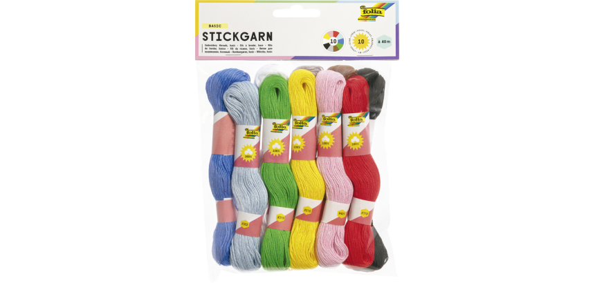 Fil à broder Folia 10 brins 4m assorti