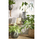 Light Brown Round Seagrass Planter Basket Mica Avalon 31x30cm