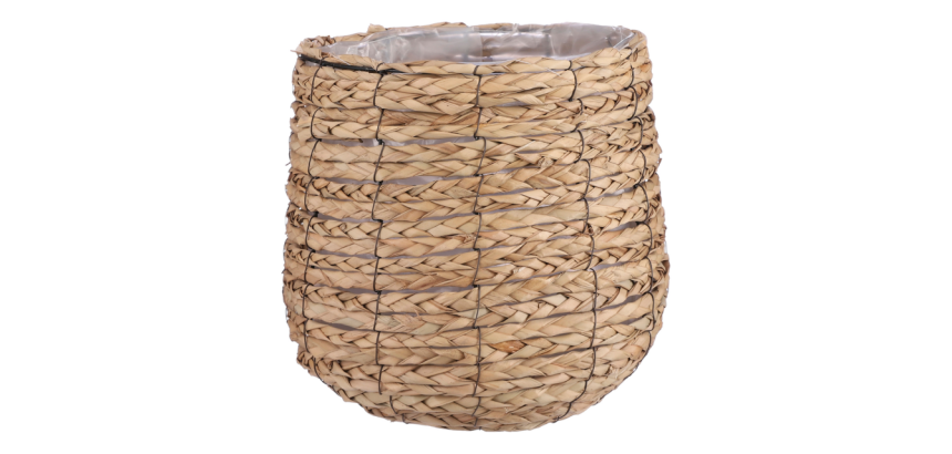 Light Brown Round Seagrass Planter Basket Mica Avalon 31x30cm