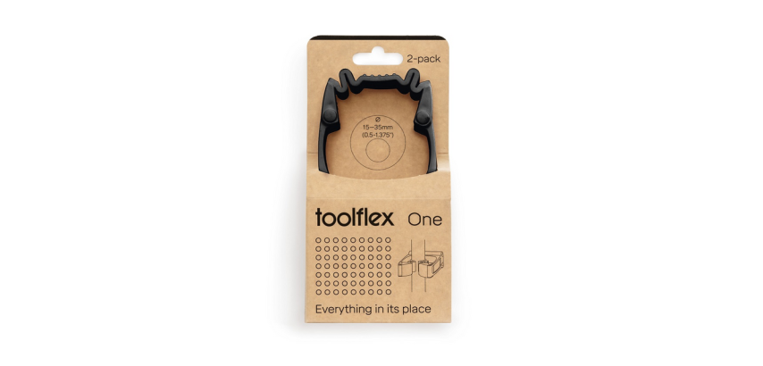 Porte-outils mural Toolflex One 2 pinces avec adaptateur ø 15/35mm noir