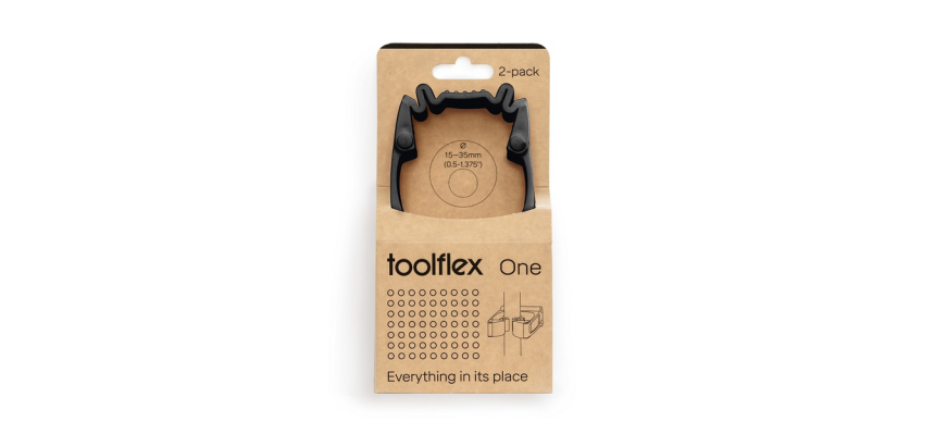 Wandhouder Toolflex One 2 klemmen met adapter ø 15/35 mm zwart