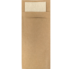 Pochette à couvert IEZZY 190x85mm kraft avec serviette recyclée 500 pièces