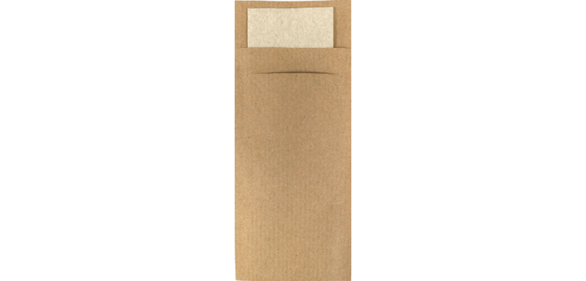 IEZZY cutlery pouch 190x85mm kraft with recycled napkin 500 pieces