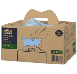 Tork Premium Heavy-Duty Cleaning Cloth W7 530276 Handy Box 1-ply 120 sheets blue