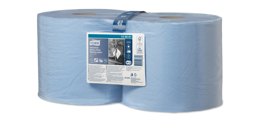 Papier d'essuyage Tork W2 Heavy-Duty Industrial Premium 130081 3 épaisseurs 350 feuilles bleu