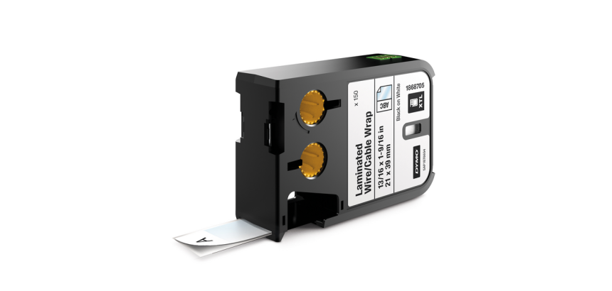 Dymo XTL cable label tape 21mm black on white