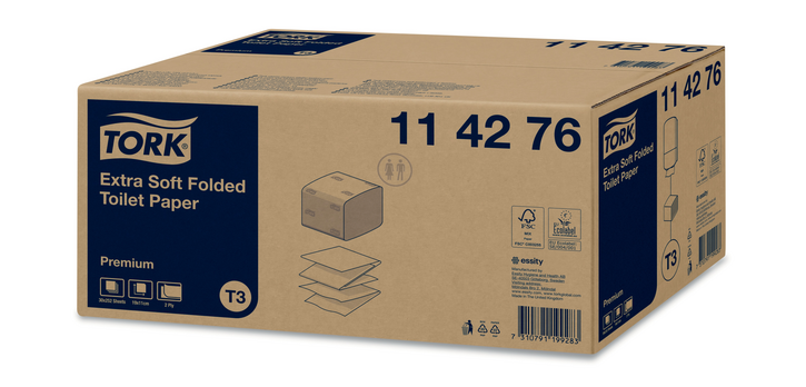 Papier toilette Tork T3 Premium 114276 plié 2 épaisseurs110x192mm blanc