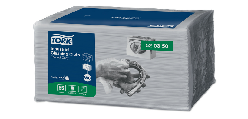 Tork Premium Industrial Cleaning Cloth W8 520350 1-ply 55 sheets gray