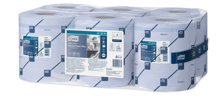 Papier d'essuyage Tork M4 Reflex Plus Advanced 473391 2 épaisseurs 450 feuilles bleu