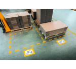Yellow removable floor marking frame for A4 document, set of 10 pieces