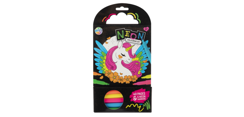 Colouring Book 15x15 cm 40 sheets 5 neon markers