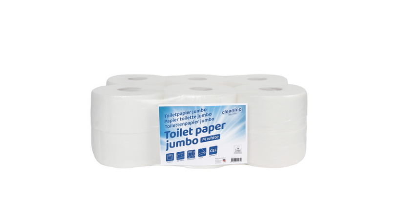 Toiletpapier Cleaninq jumbo klein 2-laags 150m wit