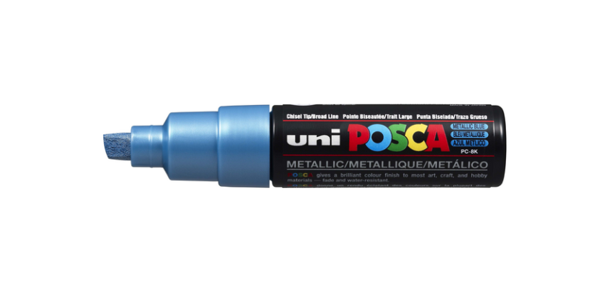 Paintmarker Uni POSCA PC8K breed schuin metallic blauw