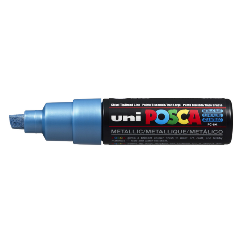Marqueur peinture Posca PC8K Large biseau bleu métal