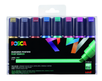 Marqueur peinture Posca PC8K Large biseau assorti métal set 8 pièces