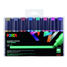 Marqueur peinture Posca PC8K Large biseau assorti métal set 8 pièces