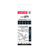 Assorted set of 5 Uni-Ball Pin Calligraphy Fineliners