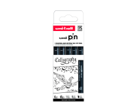 En_rotulador uniball pin caligrafico color negro blister de 5 unidades
