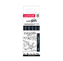 De_rotulador uniball pin caligrafico color negro blister de 5 unidades
