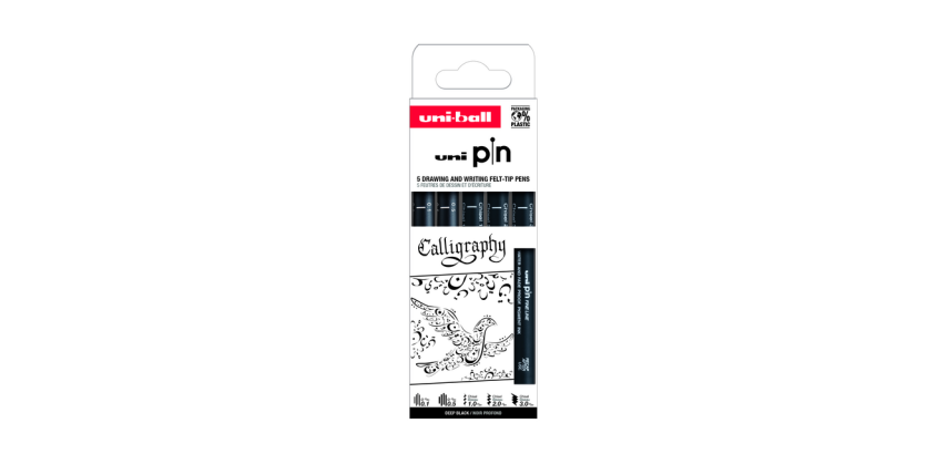 Fineliner Uni-ball Pin Calligraphie set à 5 stuks assorti