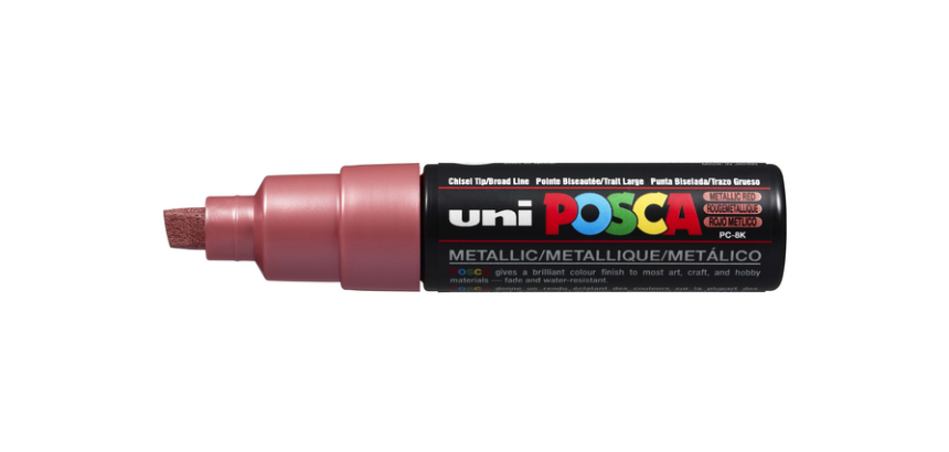 Paintmarker Uni POSCA PC8K breed schuin metallic rood
